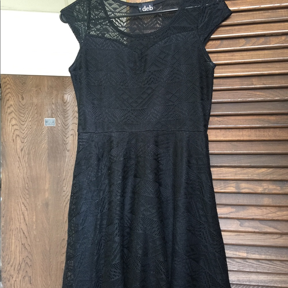 Deb black mini dress.